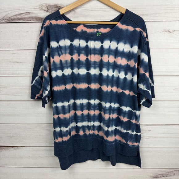 GreenTea Tie Dye Top Shirt Blue Pink Dolan Top Womens L - Picture 2 of 7